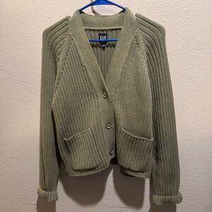 GAP Green Button Cardigan Large